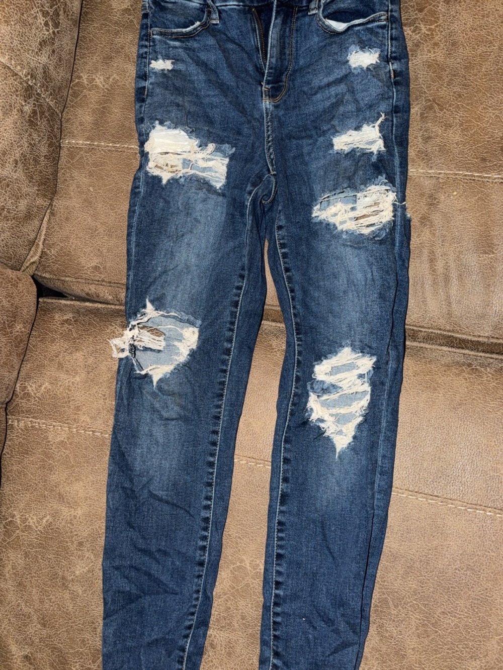 American Eagle Outfitters Distressed Dark Blue Skinny Jeans